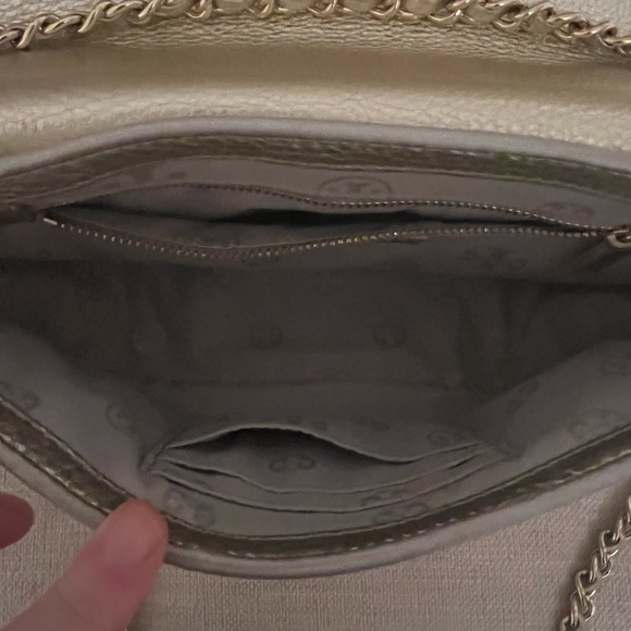 Tory Burch Gold Crossbody Clutch with Gold Chain - Picture 3 of 3